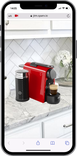 Mobile screen with AR Nespresso Essenza
